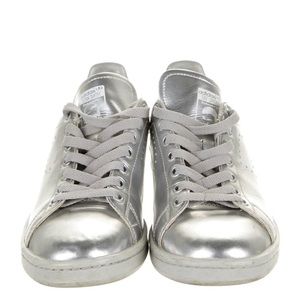 Raf Simons x Adidas Stan Smith Silver Leather Sneakers